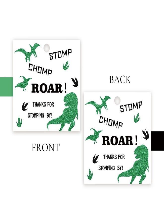 FORSHEEP 50pcs Dinosaur Thank You Tags, Dinosaur Gift Tag with String for First Birthday Party, Round Thank You Paper Tags for Birthday/Jungle Animal Themed Gender Reveal/Jurassic Three Rex Party Favors - Image 4